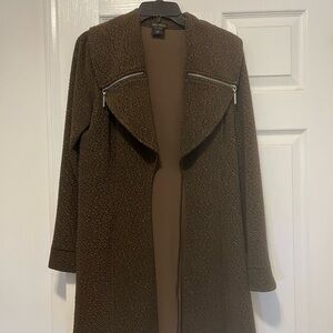 Eva Varro chocolate brown open front duster.